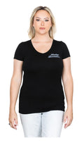 Harley-Davidson® Women's Acid Chrome Short Sleeve V-Neck Tee Shirt, Black