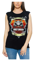 Harley-Davidson® Women's Road Warrior Embellished Crewneck Sleeveless Tee, Black