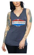 Harley-Davidson® Women's Race Ready Notched V-Neck Fullback Sleeveless Tank Top