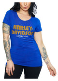 Harley-Davidson® Women's Embellished Marque Short Sleeve Scoop Neck Tee - Royal