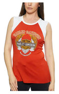 Harley-Davidson Women's RIP Roar Sleeveless Scoop Neck Raglan Tank Top - Orange