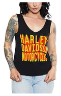 Harley-Davidson® Women's Embellished Retro V-Neck Sleeveless Tank Top - Black