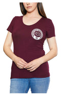 Harley-Davidson® Women's #1 RWB Embellished Scoop Neck Short Sleeve Tee - Maroon