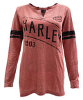 Harley-Davidson Women's Ceramic Long Sleeve Waffle Knit Henley - Terracotta