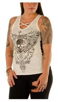 Liberty Wear Women's Sturgis Asphalt Angel Embellished Sleeveless Tank Top White