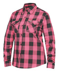 Derringer Women's Rugged Button Long Sleeve Plaid Flannel Shirt, Pink/Black