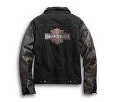 Men's Leather Sleeve Denim Jacket
