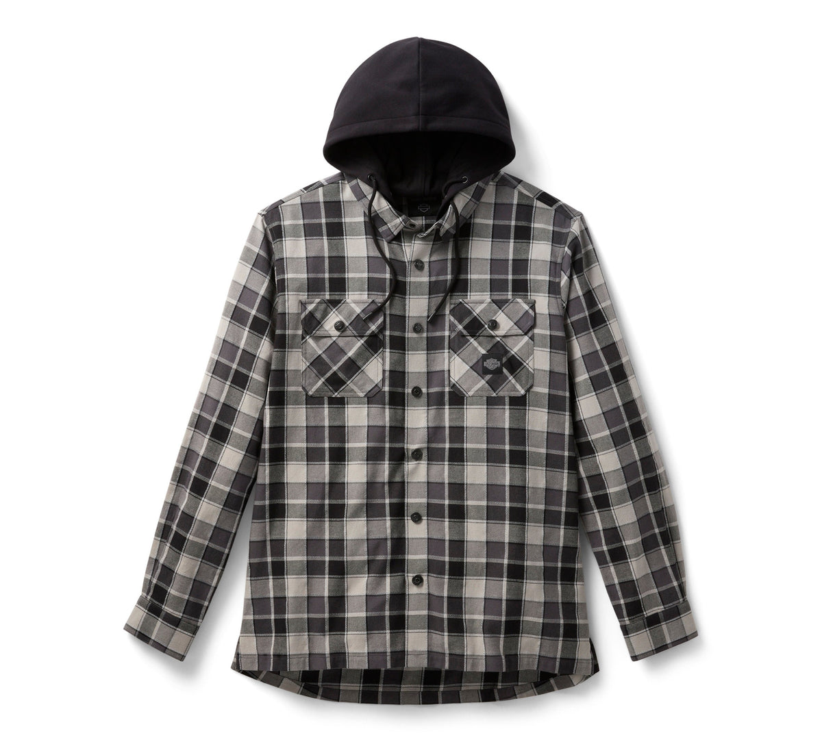 Men's Hooded Plaid Long Sleeve Shirt