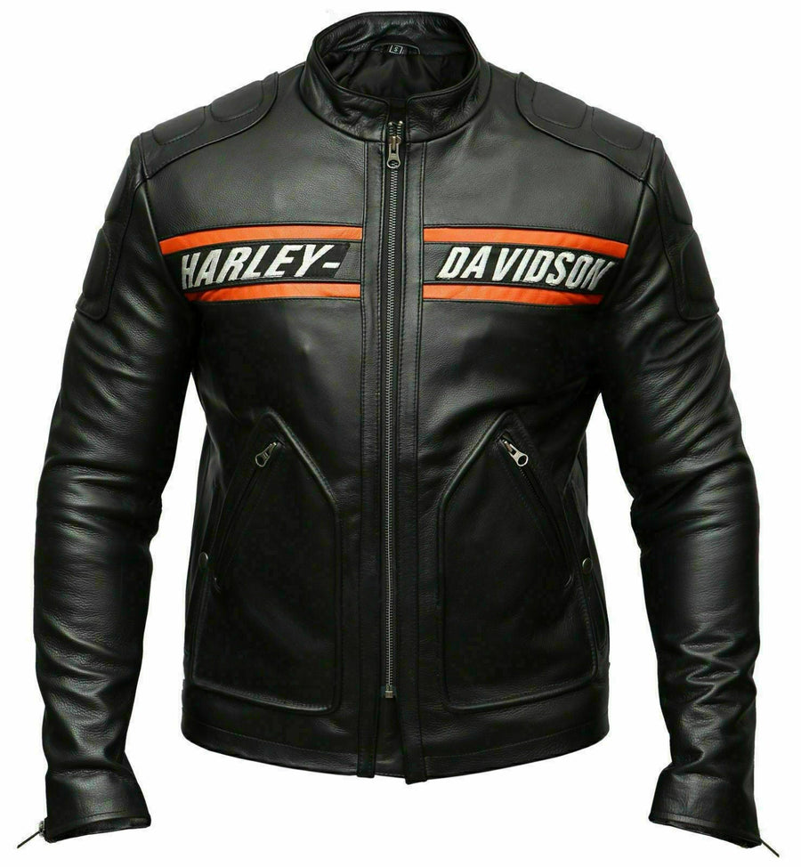 Men's Passing Link Harley Davidson Motorcycle Leather Jacket Goldberg