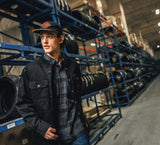 Men's Racer Font Yarn Dyed Plaid Shirt - Plaid - Asphalt & Harley Black