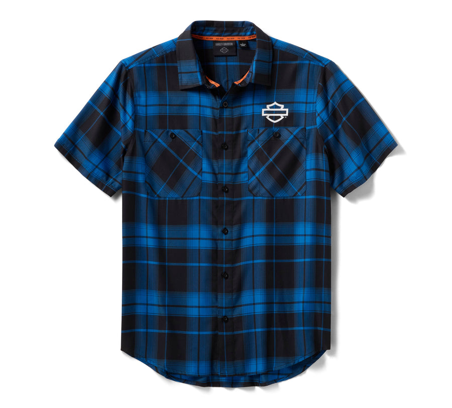 Men's H-D TECH Coolmax Plaid Shirt - Plaid - Nebulas Blue & Harley Black