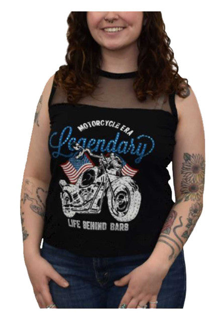 Liberty Wear Women's Embellished Legendary Motorcycle Era Sleeveless Tank Top