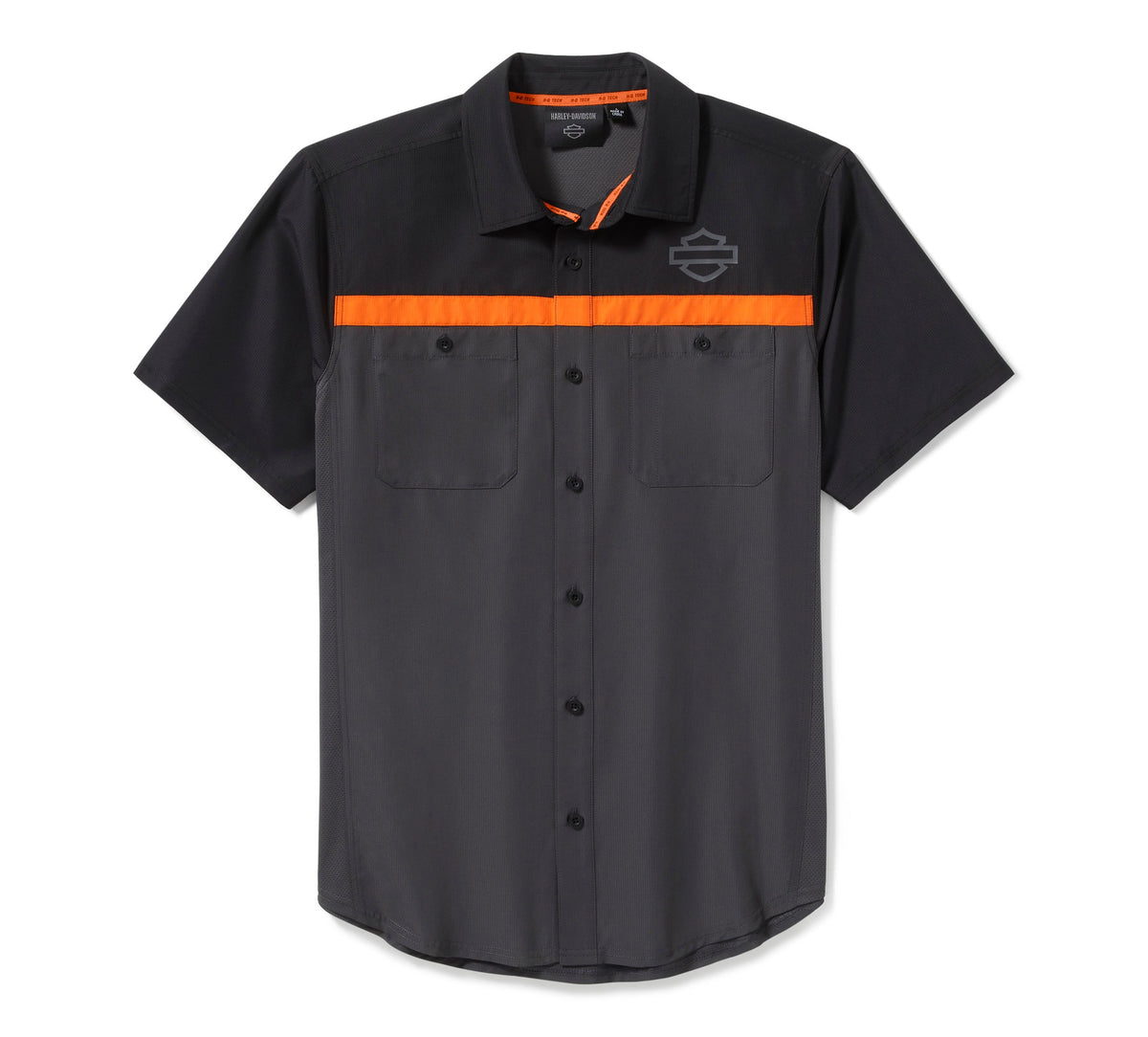 Men's H-D TECH Vented Shirt - Colorblock - Asphalt & Harley Black
