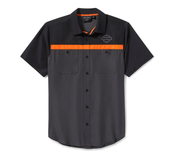Men's H-D TECH Vented Shirt - Colorblock - Asphalt & Harley Black