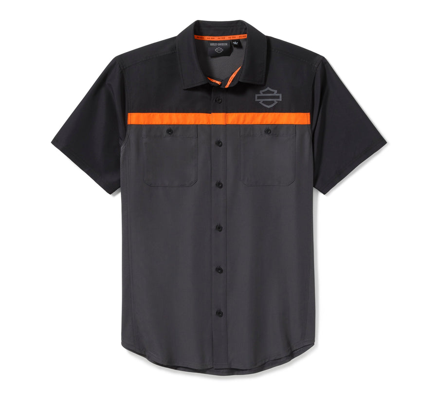 Men's H-D TECH Vented Shirt - Colorblock - Asphalt & Harley Black