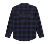 Men's Bar & Shield Buffalo Check Flannel - Plaid - Mood Indigo/Harley Black