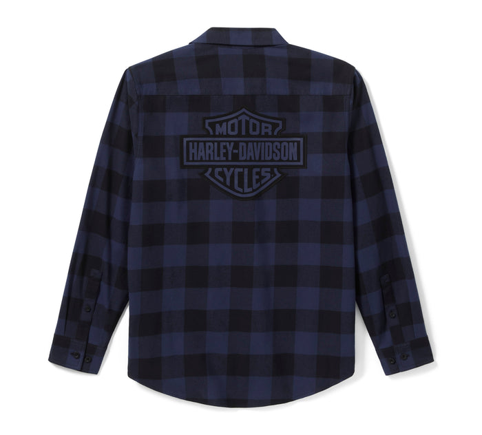 Men's Bar & Shield Buffalo Check Flannel - Plaid - Mood Indigo/Harley Black
