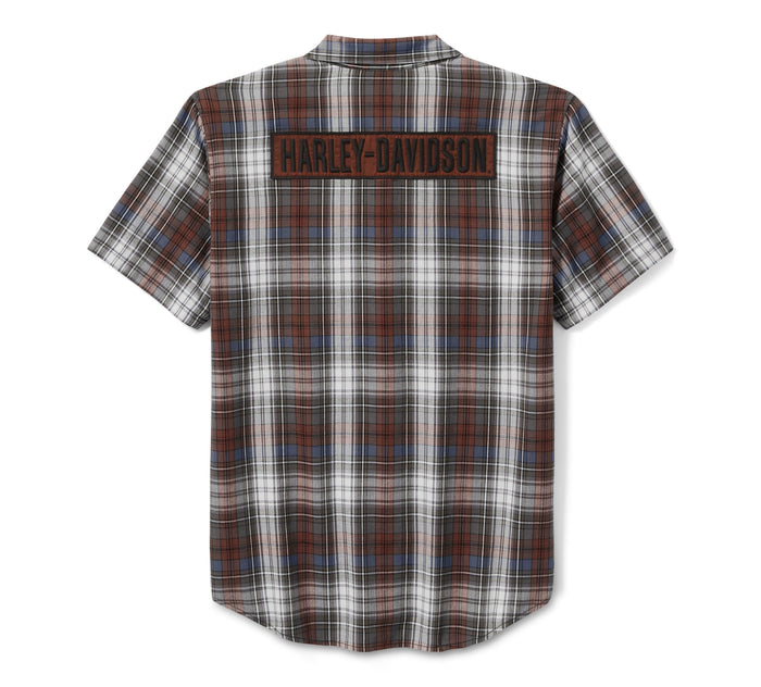 Men's Block Font Yarn Dyed Plaid Shirt - Plaid - Cloud Dancer & Mood Indigo