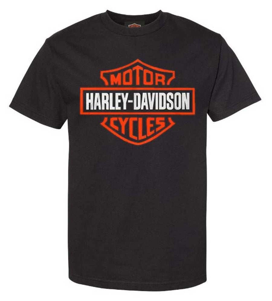 Harley-Davidson® Men's Orange Bar & Shield Black T-Shirt 30290591