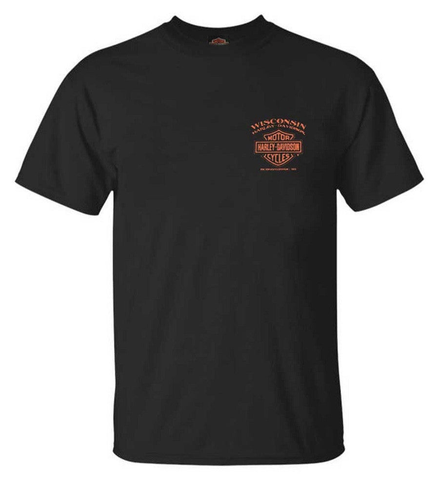Harley-Davidson® Men's Eagle Piston Short Sleeve Crew-Neck Cotton T-Shirt - Black