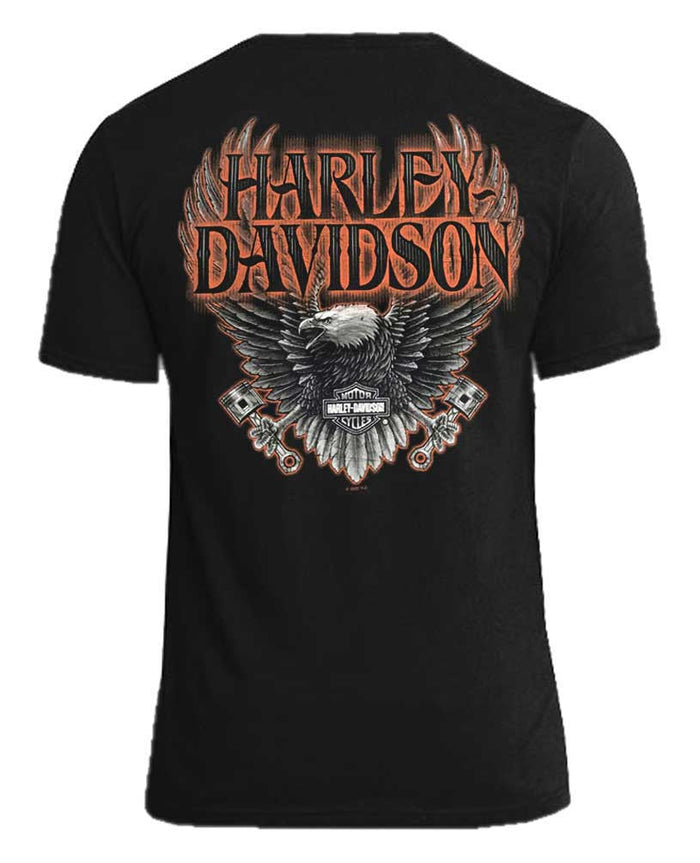Harley-Davidson® Men's Eagle Piston Short Sleeve Crew-Neck Cotton T-Shirt - Black