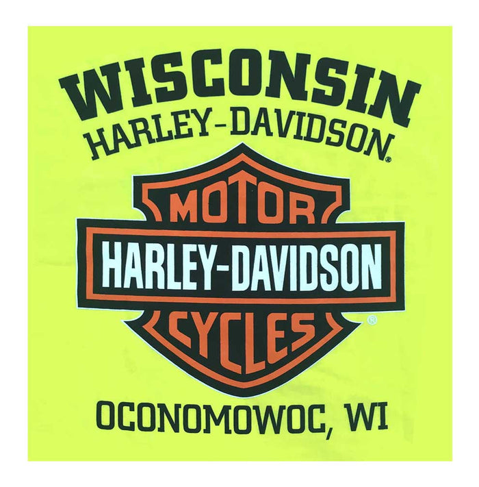 Harley-Davidson® Men's Elongated Bar & Shield Safety Green T-Shirt. 30291737