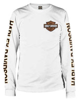 Harley-Davidson® Men's Long Sleeve Orange Bar & Shield White Shirt 30291964