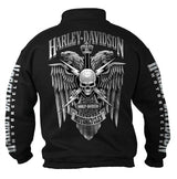 Harley-Davidson® Men's Lightning Crest 1/4 Zip Cadet Pullover Sweatshirt, Black