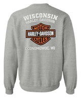 Harley-Davidson® Mens Bar & Shield Long Sleeve Crew Neck Fleece Sweatshirt, Gray