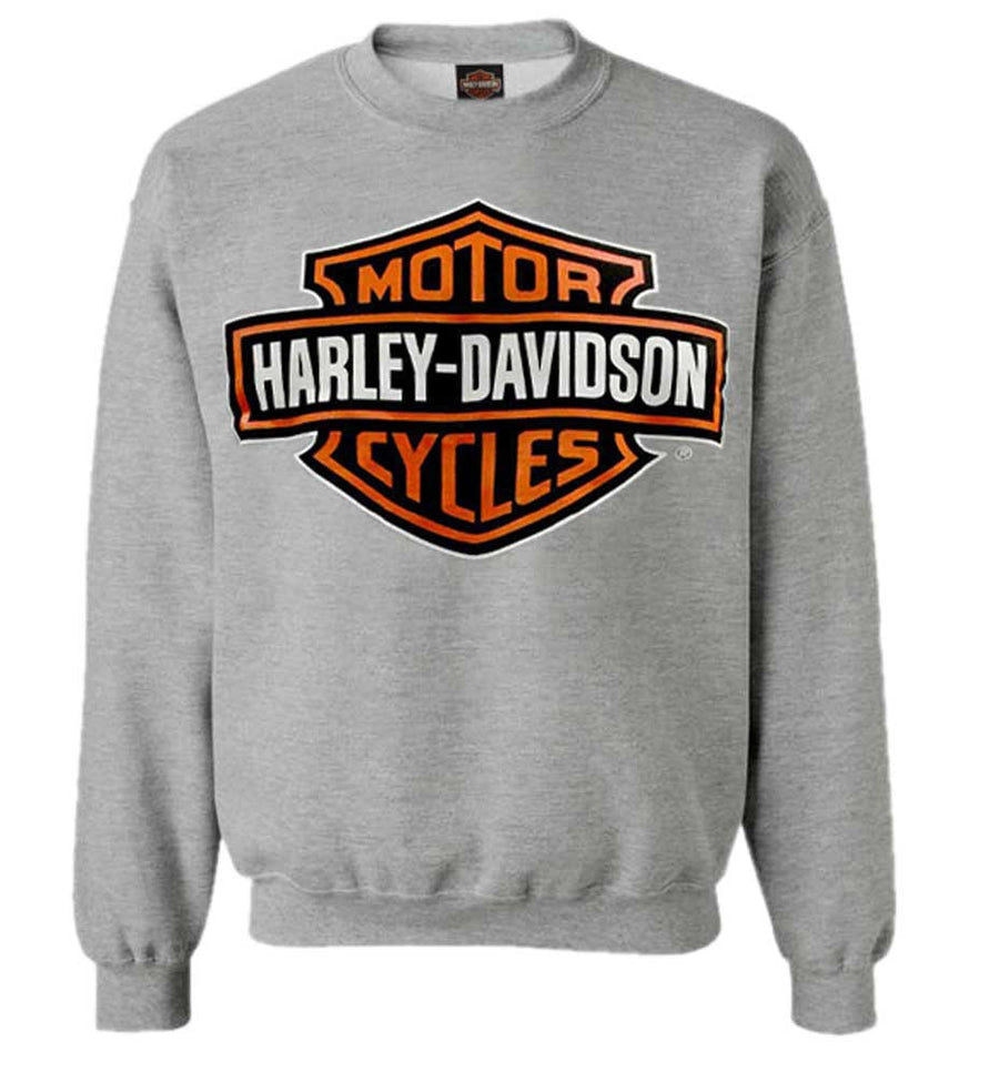Harley-Davidson® Mens Bar & Shield Long Sleeve Crew Neck Fleece Sweatshirt, Gray