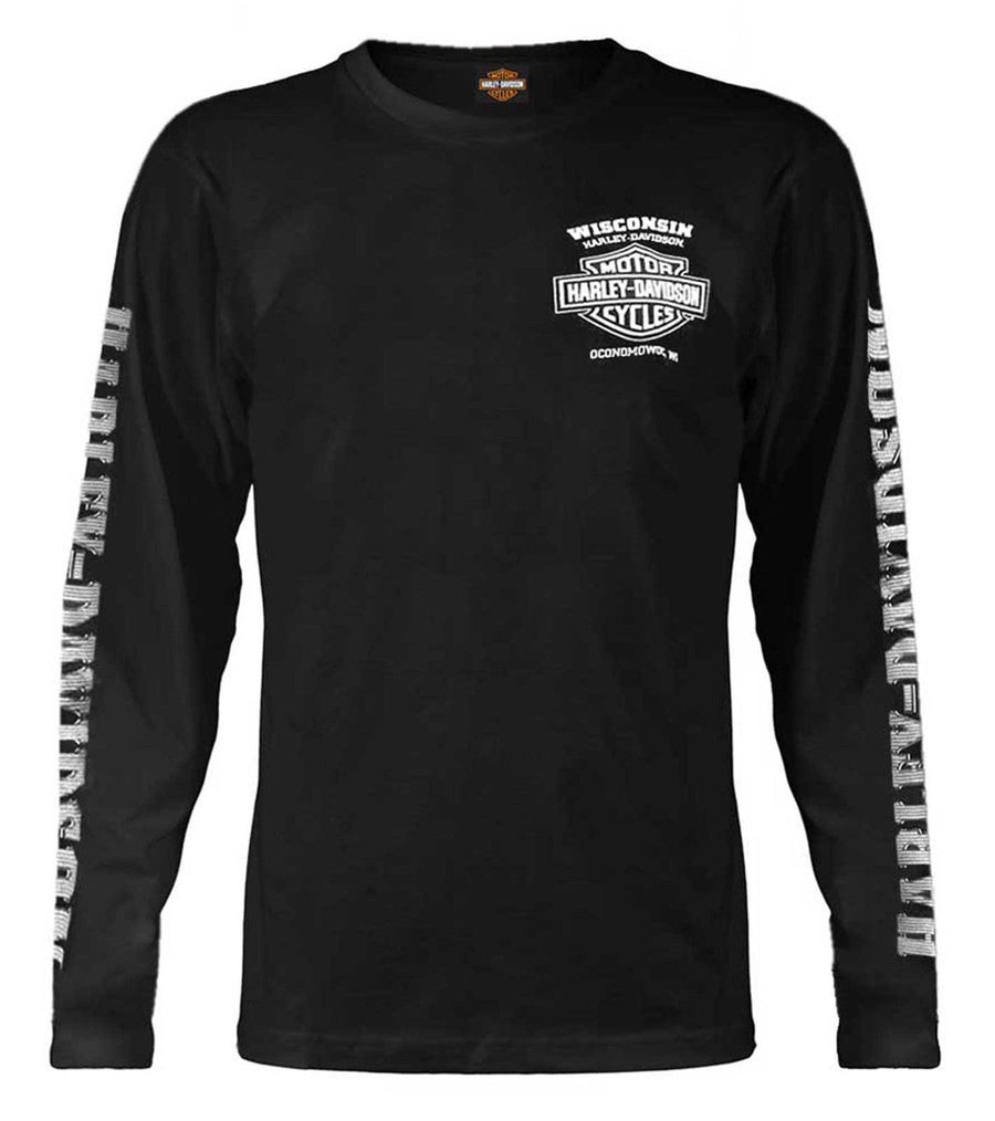 Harley-Davidson® Men's Skull Lightning Crest Graphic Long Sleeve Shirt, Black