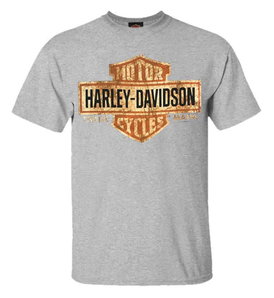 Harley-Davidson® Men's Tee, Distressed Bar & Shield T-Shirt, Gray 30296597