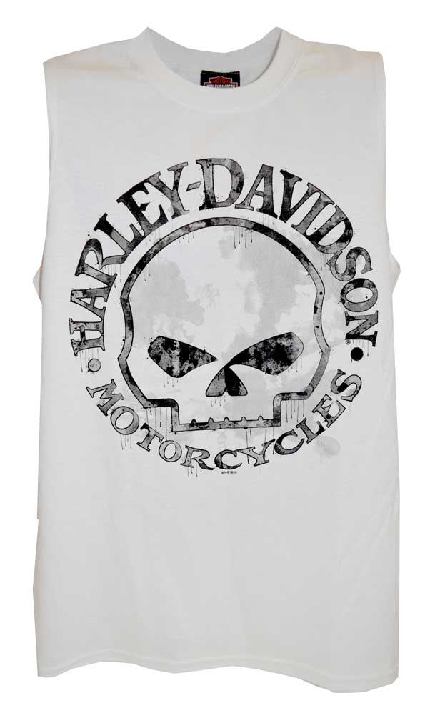 Harley-Davidson Men's Willie G Skull Tank Top, White Muscle T-Shirt 30296645