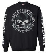 Harley-Davidson® Men's Willie G Skull Sweatshirt, Black Crew Pullover 30296649