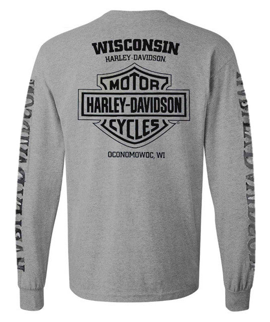 Harley-Davidson® Men's Shirt, Willie G Skull Long Sleeve Tee, Gray 30296651