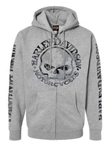 Harley-Davidson® Men's Zippered Sweatshirt Jacket H-D Skull Hoodie Gray 30296653
