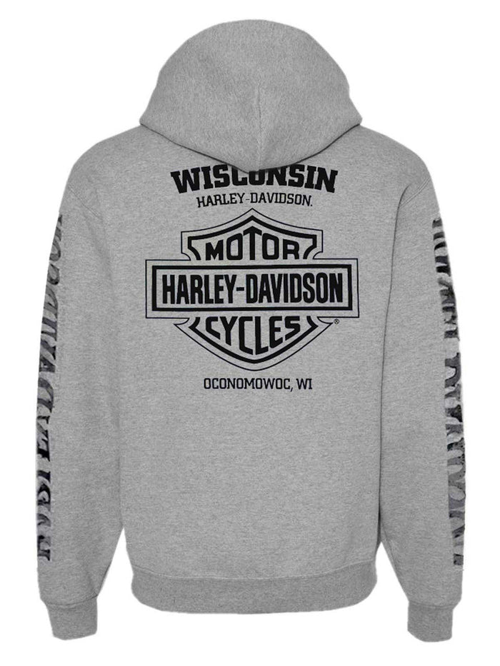 Harley-Davidson® Men's Zippered Sweatshirt Jacket H-D Skull Hoodie Gray 30296653