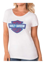 Harley-Davidson® Women's RWB Bar & Shield Logo Short Sleeve Tee - White