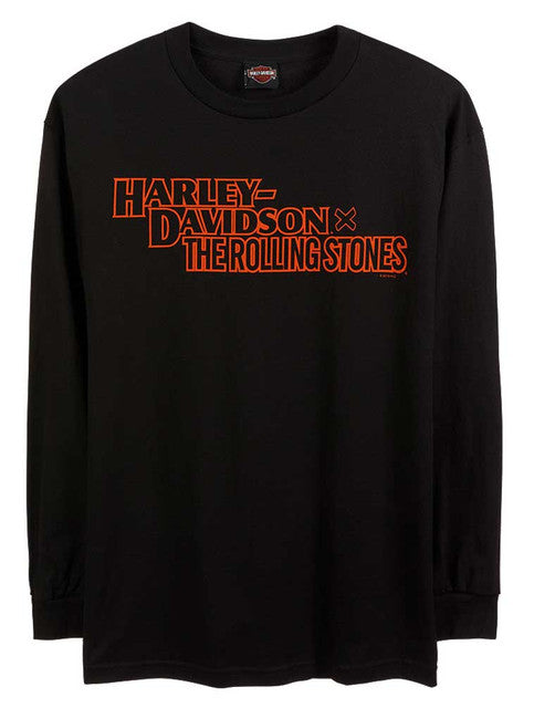 Harley-Davidson® Men's Rolling Stones Stacked Long Sleeve Cotton Shirt - Black