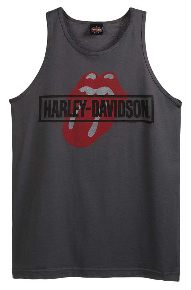 Harley-Davidson® Men's Rolling Stones Mash Sleeveless Cotton Tank Top, Charcoal