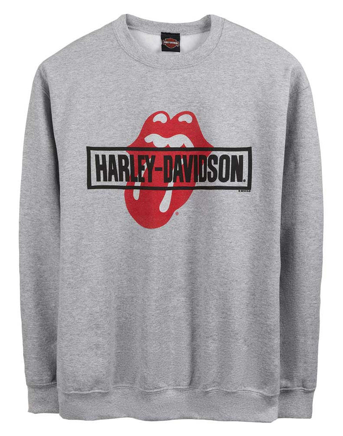 Harley-Davidson® Men's Rolling Stones Mash Fleece Pullover Crew Sweatshirt, Gray