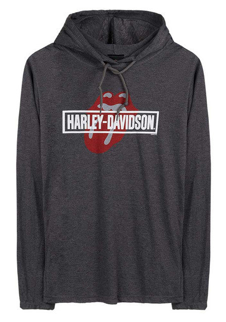 Harley-Davidson® Women's Rolling Stones Mash Long Sleeve Hoodie, Heather Gray