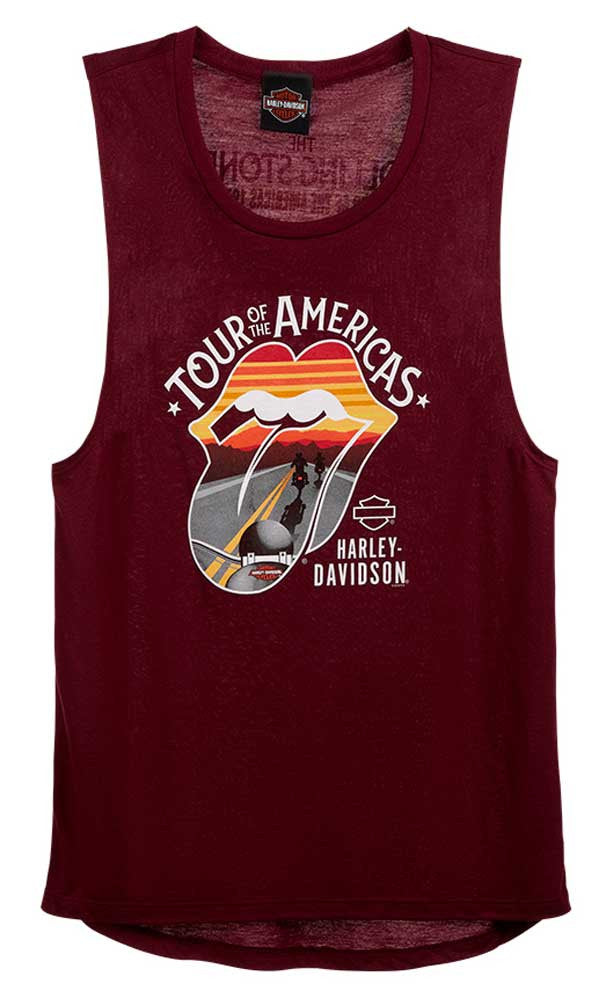 Harley-Davidson® Women's Rolling Stones America Tour Sleeveless Tank Top - Maroon