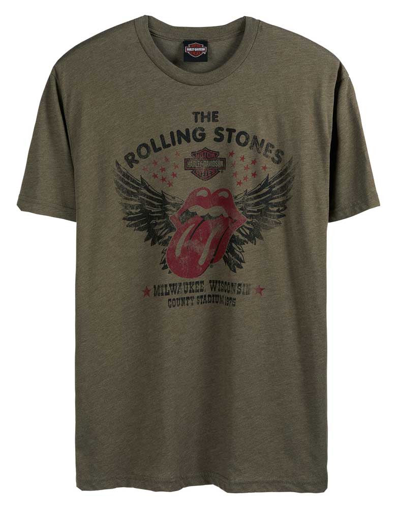 Harley-Davidson® Men's Rolling Stones Winged Short Sleeve Crew T-Shirt - Green