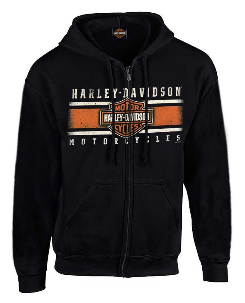 Harley-Davidson® Men's Custom Iconic B&S Fleece Full-Zip Hoodie - Solid Black