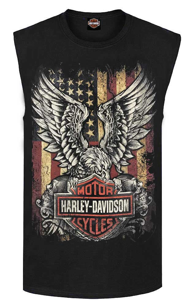 Harley-Davidson® Men's Custom Freedom Sleeveless Crew Neck Muscle Shirt - Black