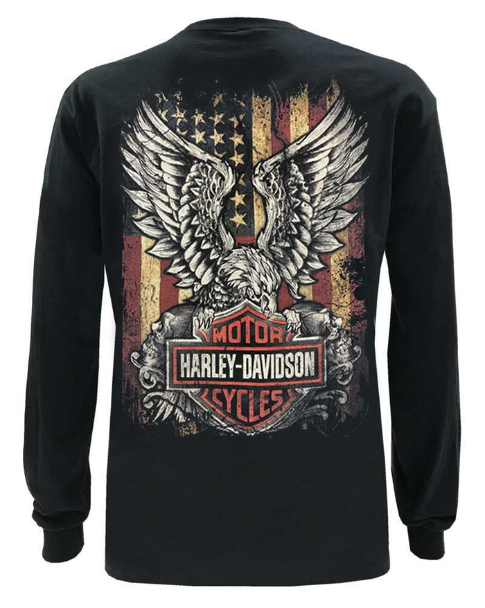 Harley-Davidson® Men's Custom Freedom Long Sleeve Crew-Neck Shirt - Black