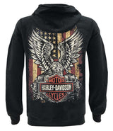 Harley-Davidson® Men's Custom Freedom Fleece Pullover Hoodie - Solid Black
