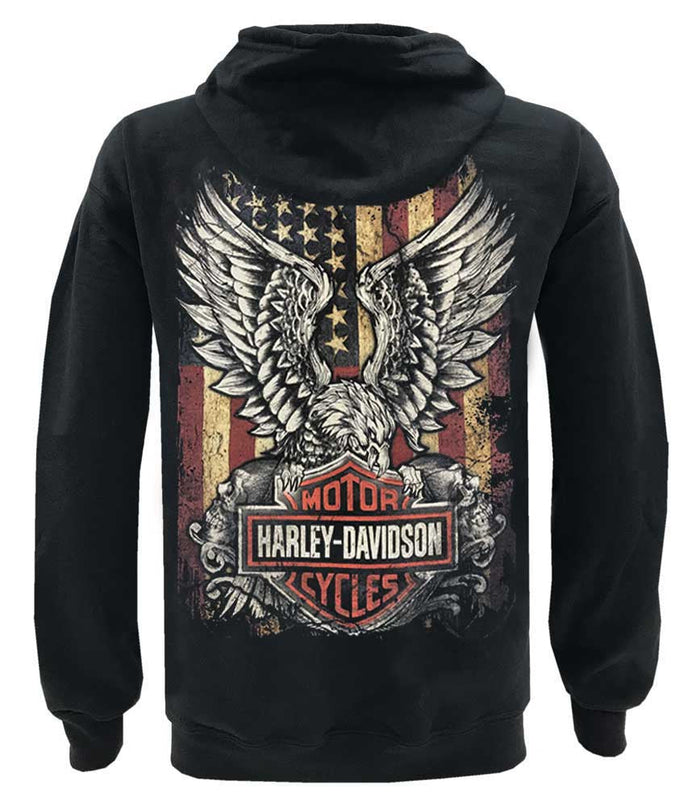 Harley-Davidson® Men's Custom Freedom Fleece Pullover Hoodie - Solid Black