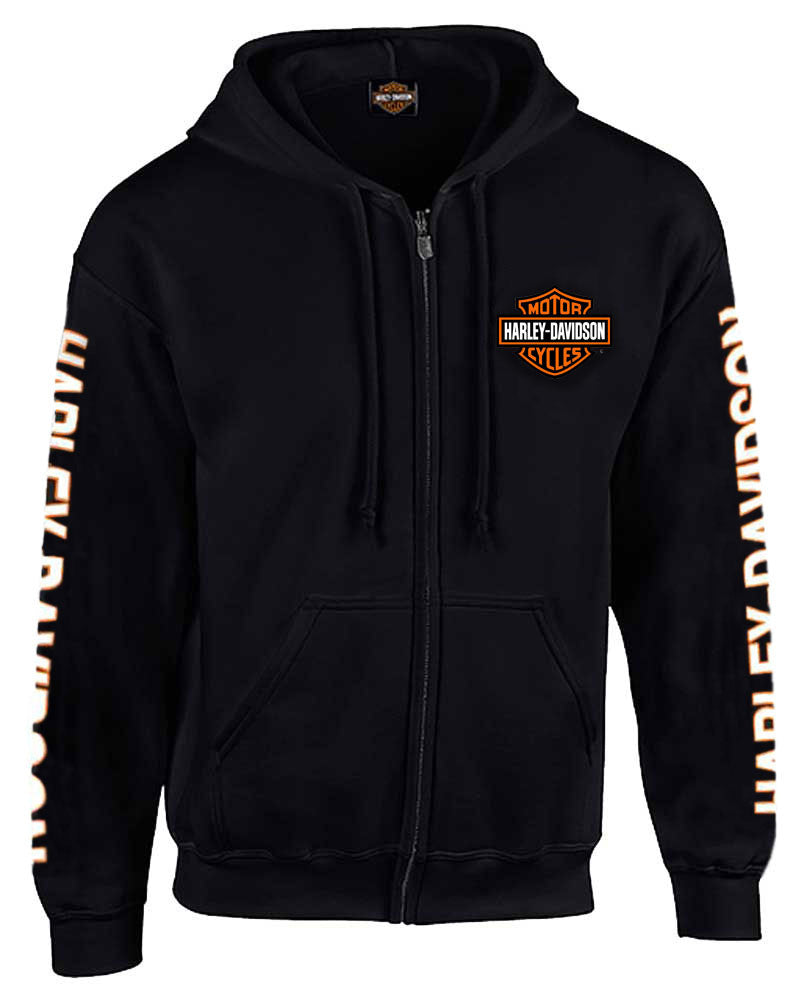 Harley-Davidson® Men's Hooded Sweatshirt, Bar & Shield Zip Black Hoodie 30299142